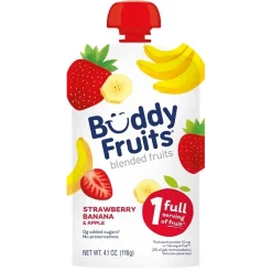Buddy Fruits Strawberry, Banana & Apple Blend, 4.1 Ounce, 100 Per Case | SKU: 779038 | UPC: 810387022164