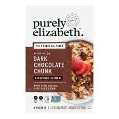 Purely Elizabeth Superfood Oatmeal With Prebiotic Fiber Dark Chocolate Chunk Multipack, 6 Each, 6 Per Case | SKU: 814458