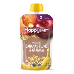 Happy Baby Organic Stage 2 Clearly Crafted Banana Plums & Granola, 4 Ounce, 8 Per Pack, 2 Per Case | SKU: 786460 | UPC: 819573013894