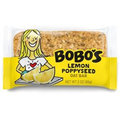 Bobo s Lemon Poppyseed Oat Bar, 3 Ounce, 12 Per Box, 4 Per Case | SKU: 673432 | UPC: 829262000616