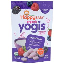 Happy Baby Organic Yogis Freeze-Dried Yogurt & Fruit Snacks Mixed Berry, 1 Ounce, 8 Per Case | SKU: 787436 | UPC: 852697001484