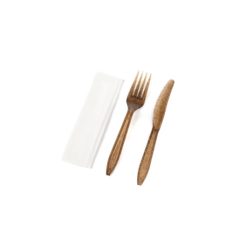 The Sustainable Agave Company Brown Fork, Knife Kit With Napkin (Wrapped In Biofilm) 300 Count | SKU: 770284