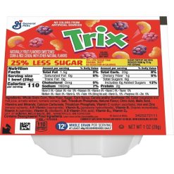 Trix 25% Less Sugar Cereal, 1 Ounce, 96 Per Case | SKU: 576236 | UPC: 016000319226