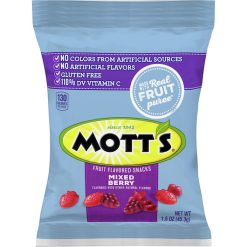 Mott s Mixed Berry Fruit Snacks, 1.6 Ounces, 144 Per Case | SKU: 639039 | UPC: 016000479531