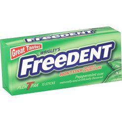 Wrigleys Freedent Peppermint Bubble Gum, 15 Piece, 12 Per Pack, 30 Per Case | SKU: 461788 | UPC: 022000291363