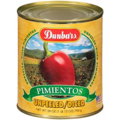 Dunbar Diced Unpeeled Pimientos, 28 Ounces, 12 Per Case | SKU: 681055 | UPC: 023709120299