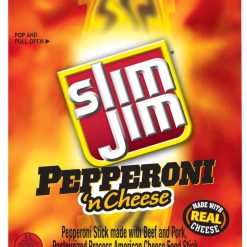 Slim Jim Pork & Beef Pepperoni N Cheese Snack Sticks, 1.5 Ounce, 18 Per Box, 6 Per Case | SKU: 496417 | UPC: 026200114200