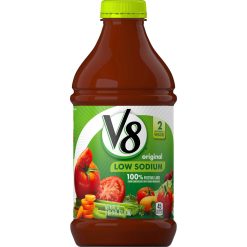 V8 Original Low Sodium Vegetable Juice, 46 Fluid Ounces, 6 Per Case | SKU: 583688 | UPC: 051000206169