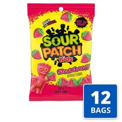 Sour Patch Strawberry Gummy Candy Peg Bag, 8 Ounce, 12 Per Case | SKU: 739647 | UPC: 070462008623