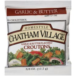 Chatham Village Garlic and Butter Flavored Croutons, 0.63 Ounce, 200 per case | SKU: 719847 | UPC: 009830440033