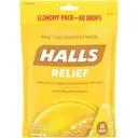 Halls Honey Lemon Cough Drops, 80 Count, 6 Per Pack, 2 Per Case | SKU: 605579