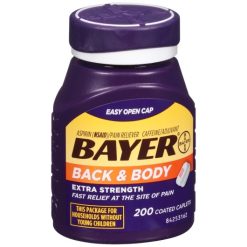 Bayer Aspirin Back and Body Extra Strength Coated Tablets, 200 Count, 24 Per Case | SKU: 624201 | UPC: 312843559967