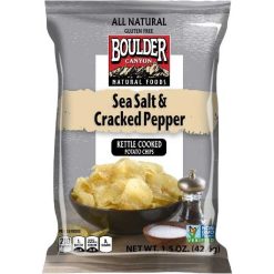 Boulder Canyon Kettle Chips Sea Salt Cracked Pepper, 1.5 Ounces, 55 Per Case | SKU: 530963 | UPC: 708163113185