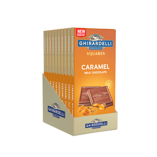Ghirardelli Caramel Milk Chocolate Squares Bar, 4.8 Ounces, 10 Per Case | SKU: 746003 | UPC: 747599418655