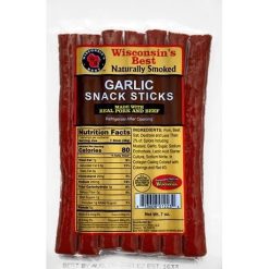 Wisconsins Best Pork & Beef Garlic Snack Sticks, 7 Ounce, 12 Per Case | SKU: 760892 | UPC: 813608012234