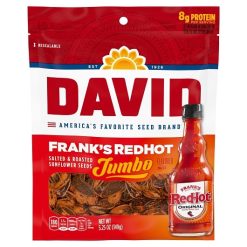 David Frank s Redhot Flavored Jumbo Sunflower Seeds, 5.25 Ounce, 12 Per Case | SKU: 753870 | UPC: 026200009100