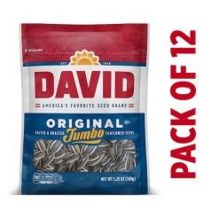 David Roasted & Salted Original Jumbo Sunflower Seeds, 5.25 Ounce, 12 Per Case | SKU: 604380 | UPC: 026200238920