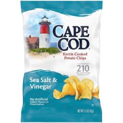 Cape Cod Sea Salt & Vinegar Kettle Chips, 1.5 Ounces, 56 Per Case | SKU: 736285 | UPC: 020685163753