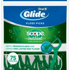 Oral B Glide Complete with Scope Outlast Mint Flavor Floss Picks - 75 count, 48 Per Case | SKU: 558889 | UPC: 068305686312