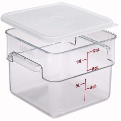 Cambro 12 Quart Clear Measuring Plastic Square Container, 6 Per Case | SKU: 634245 | UPC: 099511311224