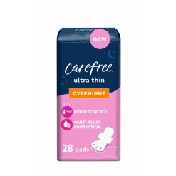 Carefree Ultra Thin Feminine Pads Overnight With Wings, 28 Count, 3 Per Case | SKU: 777001 | UPC: 078300140443
