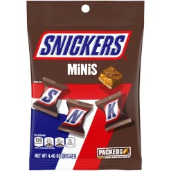Snickers Minis Chocolate Candy, 4.4 oz Bag, 12/Case | SKU: 556785 | UPC: 040000015024