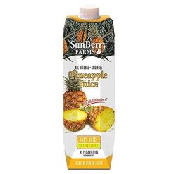 Sunberry Farms 100% Pineapple Juice, 33.8 Fluid Ounce, 12 Per Case | SKU: 643188 | UPC: 856128004037