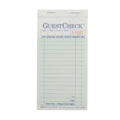 National Checking 3.5 Inch X 6.75 Inch 2 Part Carbonless Green Guest Check, 2500 Per Case | SKU: 466497 | UPC: 018291870004