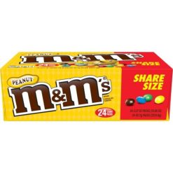 M&M s King Size Peanut Chocolate Candy, 3.27 Ounces, 24 Per Box, 6 Per Case | SKU: 556810 | UPC: 040000044321