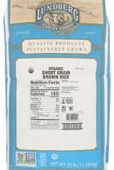 Lundberg Family Farms Organic Short Grain Brown Rice, 25 Pound, 1 Per Case | SKU: 777174 | UPC: 073416526105