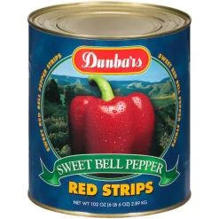 Dunbars Red Strips Sweet Bell Pepper, 102 Ounces, 6 Per Case | SKU: 139770 | UPC: 023709110207