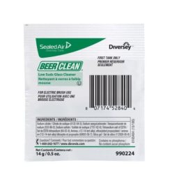 Diversey Beer Clean Low Suds Powder Glass Cleaner Pouch, 0.5 Ounces, 100 Per Case | SKU: 609047 | UPC: 807174528404
