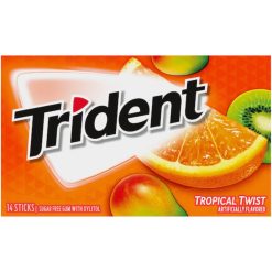 Trident Sugar Free Tropical Twist Gum, 14 Count, 12 Per Box, 12 Boxes Per Case | SKU: 655457 | UPC: 012546011105