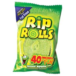 Rip Rolls Green Apple Display Carton, 1.4 Ounces, 24 Per Box, 12 Per Case