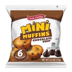 Little Debbie Bite-Size Mini Chocolate Chip Muffins, 2.5 Ounce, 5 Per Pack, 8 Per Case