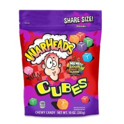 Warheads Cubes Stand Up Bag, 10 Ounce, 12 Per Case