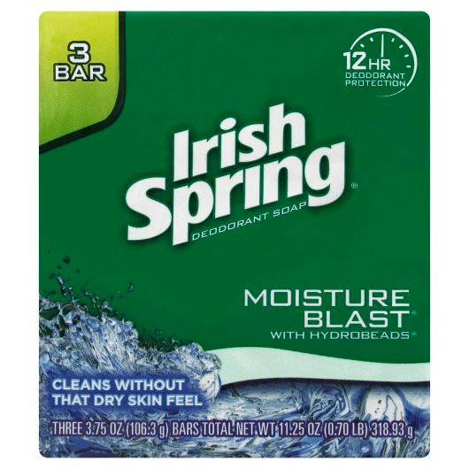 Irish Spring Moisture Blast With Hydrobeads Deodorant Soap, 11.25 Ounces, 18 Per Case