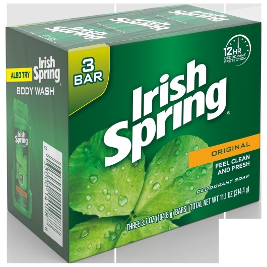 Irish Spring Bar Soap Original 3 Bar, 11.25 Ounce, 18 Per Case
