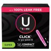 U By Kotex Super Premium Tampons, 16 Count, 8 Per Case