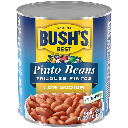 Bushs Best Low Sodium Pinto Beans, 111 Ounce, 6 Per Case