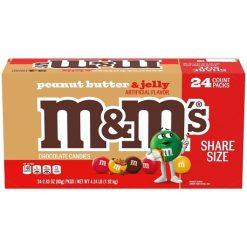 M&M s Peanut Butter And Jelly Share Size Bag, 2.83 Ounce, 24 Per Box, 6 Per Case