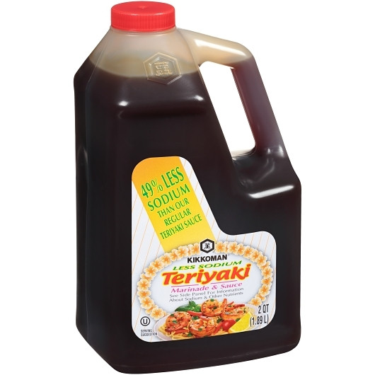Kikkoman Less Sodium Teriyaki Sauce, 0.5 Gallon, 6 Per Case