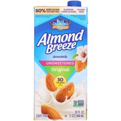 Almond Breeze Unsweetened Original Almondmilk, 32 Fluid Ounce, 12 Per Case