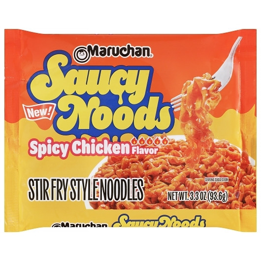 Maruchan Saucy Noods Spicy Chicken Noodles, 3.3 Ounce, 20 Per Case