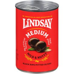 Lindsay Ripe Medium Black Pitted Domestic Olives Canned, 51 Ounce, 6 Per Case