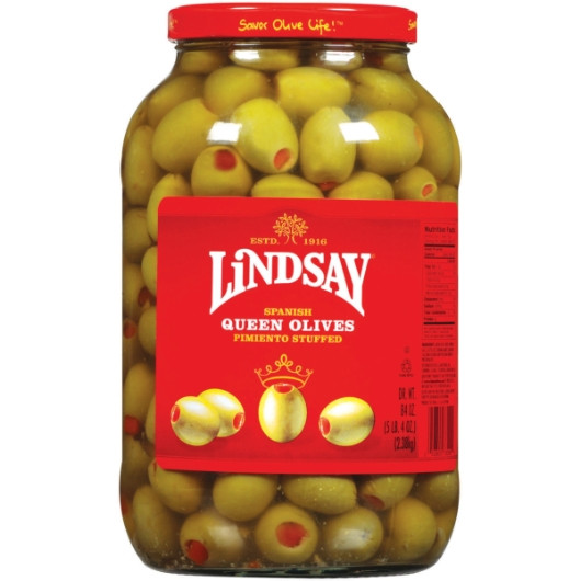 Lindsay Pimiento Stuffed Spanish Queen Olives , 84 Ounce, 4 Per Case