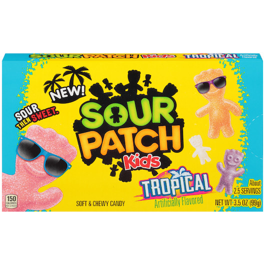 Sour Patch Kids Fat Free Tropical Soft Candy Box, 3.5 Ounce, 12 Per Case