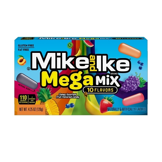 Mike & Ike Fat Free Gluten Free Candy Mega Mix Theater Box, 4.25 Ounce, 12 Per Case