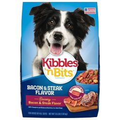 Kibbles N Bits Bacon And Steak Flavor Dry Dog Food Bag, 56 Ounce, 4 Per Case