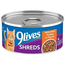 9 Lives Shreds Wet Cat Food With Real Turkey In Sauce, 5.5 Ounce, 24 Per Case